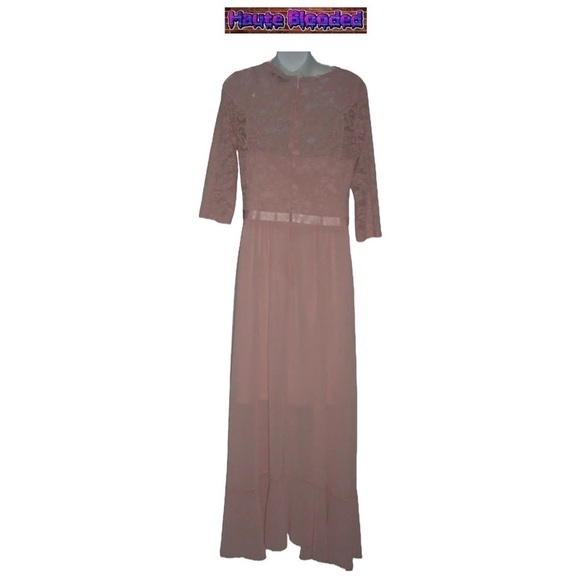 Miusol Pink Dress Lace Ruffle Party Wedding Princess Pretty Ribbon Coquette Sz L - Picture 4 of 12